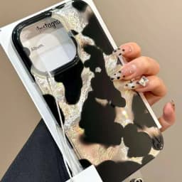 Gradient Ink Marks Laser Phone Case For Phone 17 Air 16 15 14 13 12 11 Pro Max XS XR 7 8 Plus Stylish Leopard Print Bumper Cover