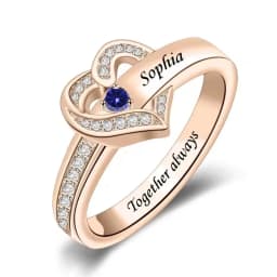 Personalized 1-8 Birthstone Rings for Women Customized Engraved Name Rings for Her Custom Cubic Zirconia Stones Heart Rings Gift