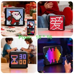 Bluetooth LED Matrix Pixel Screen DIY Graffiti Animation Art Display Panel with Night Light Cool Mecha Frame for Game Room Decor