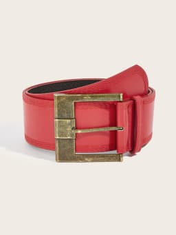 Brown Black Red Vintage Wide Belts PU Leather Girdle Square Antique Copper Buckle Men Women Jeans Accessories