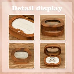 Personalized Oval Walnut Wood Ring Box Velvet Liner Custom Laser Engraved Color Print Wedding Proposal Ring Bearer Gift for Her