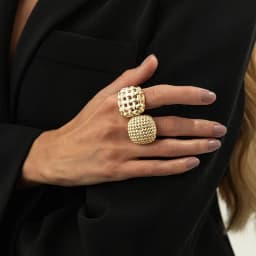 PuRui 2 Pcs/Set Vintage Exaggerated Hollow Geometric Wide Finger Rings Women Elegant Luxury Daily Wedding Banquet Charm Jewelry
