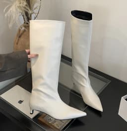 Punk-Style Belt Buckle Mid-Calf Boots for Women Square Heel Motorcycle Boots Pu Leather Pleated Boots Street Retro Riding Boots