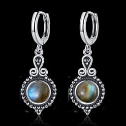 New Elegant Natural Kyanite Silver Drop Earrings for Women Vintage Jewelry Wedding Engagement Hoop Earrings Gifts
