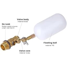 12 Inch Float Valve For Livestock Tank For Pond With Plastic Brass Build And Leak Proof Adjustable Rotation Valve