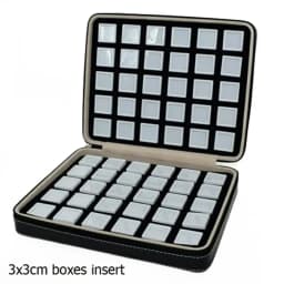 High-End Black Leatherette Gemstone Storage Box Diamond Travel Case Jewelry Holder with Gem Box Protable