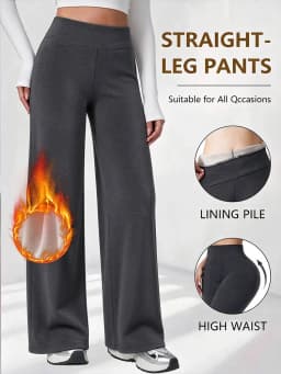 Plush Wide Leg Trousers Warm Winter High Waisted Straight Pants Outdoor Skiing Jogging Or Exercise Winter Women's Pants & Capris
