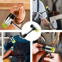 PHYHOO Dual Head Jewelry Mallet Soft Rubber Plastic Hammer for Ring Sizing Leather Craft Woodworking and Flooring Tools