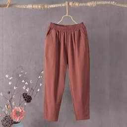 Cotton Linen Loose Fit Summer Thin White Casual Pants High Waist Nine Points Harlan Pants for Women Commute Sle Korean Version