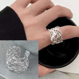 PANJBJ  925 Sterling Silver Double Layer Ring for Women Girl Gift Geometry Hollowing Out Minimalism Fashion Jewelry Wholesale