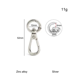 10/30/100PCS Inside:12mm Open Metal Carabiner Snap Hook Trigger Clasps Clips Swivel O-ring For Bag Strap Keychain Accessories