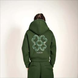 Olive Green Embroidered Zip Hoodie & Pants Set Men Streetwear Trendy Loose Casual 2-Piece Tracksuit New 2025 Fashion