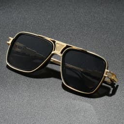 Luxury Square Sunglasses Double Bridge Full Rim Plastic Metal Frame PC Lens UV400 Non-Polarized Men's Casual Fashion Shades