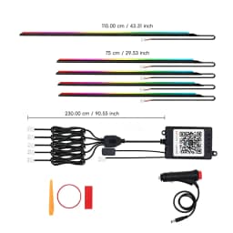 5/6/9/10in1 Symphony Car Ambient Light Interior Acrylic Guide LED Strip Light Cigarette Decoration Atmosphere Lamp APP Control