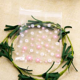 2Size 100PCS Heart/Flower Candy &Cookie Plastic Bags Self-Adhesive DIY Biscuits Snack Package Birthday Decor Baking Supplies