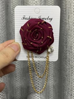 Korean Style Handmade Rose Flower Brooch Pin for Men Wedding Groomsmen Tassel Chain Lapel Accessory Cloth Art Suit Badge