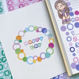 MOHAMM-Cream Gradient Dot Letter Stickers, Diary, Calendar, Planners, Poster, Cards, Multifunction Material, 12 Sheets
