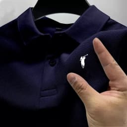 2026 Men's Summer High end Printed Golf Collar T-shirt Solid Color Breathable Office and Leisure High quality Men's Wear S-4XL