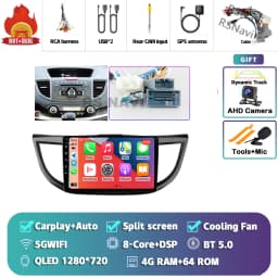 Android 16 Carplay Auto Car Radio Multimedia Player For Honda CRV CR-V 2012-2016 WIFI+4G DSP Autoradio Stereo 2din Head Unit
