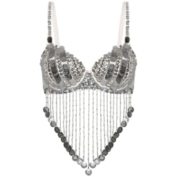 Womens Tassels Belly Dance Costume Shiny Beaded Underwired Bra Sequins Music Festival Party Tops Rave Party Halloween Costumes