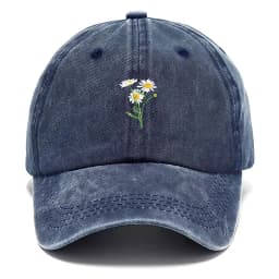 Embroidery Flowers Baseball Cap Washed Cotton Vintage Dad Hat Fashion Streetwear Hip Hop Adjustable Unisex Casual Summer Cap