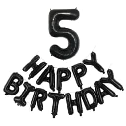 Black 32-Inch Number 1-30 Balloons and 16-Inch 'Happy Birthday' Letter Foil Balloons Set Birthday Party Decoration Supplies