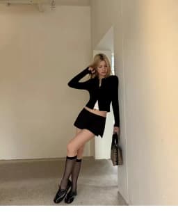 Women RA High Waist Side Zips The Two-way Mini Skirt Shorts