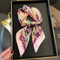 2025 New Paisley Print Small Square Scarf Soft Satin Silk-like Thin Neck Scarf Mature Style Sunscreen Headscarf For Women