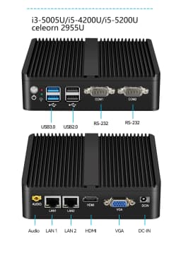 XCY Mini PC Intel Celeron J6412 Quad Cores 2x RS232/485 Dual Ethernet Mini PCIe HDMI VGA Fanless Industrial IPC Windows Linux