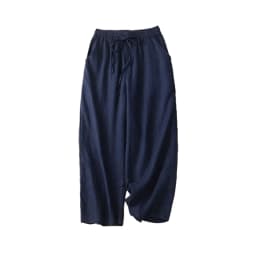 Cotton LinenCasual Solid Lace Up Elastic High Waist Loose Wide Leg Women's Pants Ankle-Length Pants For Women Clothing Fashion