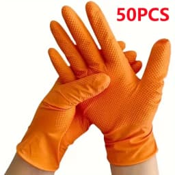 8Mil Super Duty Orange Nitrile Gloves Disposable Diamond Textured Safety Protective Work Gloves Auto Mechanic Industrial Gloves