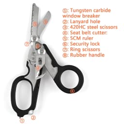 Raptor Emergency Response Shears Multifunctional Scissors with Strap Cutter and Glass Breaker with Compatible Holster