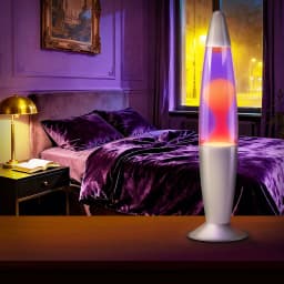 16 Inch Lava Lamp with 25W Bulb, Silver BaseLiquid Motion Lamp, Orange Wax Purple Liquid Magma Lamp, Standard Plug Vintage Decorative Night Light for Bedroom Office Gift