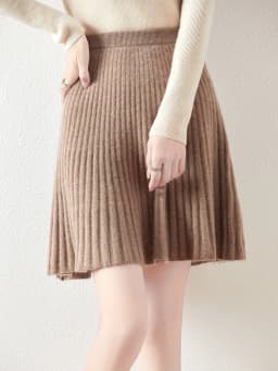 Preppy Style women's 100% Merino Wool Skirts Autumn Winter Pleated Skirt Cashmere Knitwear Short A-Line Above Knee Skirt