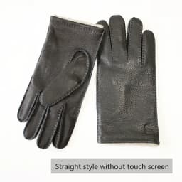 Deer Skin Gloves Men's Touch Screen Dark Brown Genuine Leather Retro Style Autumn and Winter Warm Motorcycle Riding Gloves