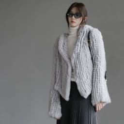 Long Sleeve Casual Loose Knitted Real Rabbit Fur Hooded Coat Women Genuine Natural Rabbit Fur Outwear Female Fur Jacket