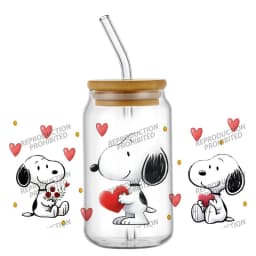 cartoon dog pattern 16OZ UV DTF Cup Wrap Stickers Waterproof Durable DIY Snoopy Design For Libbey Glass Home decoration