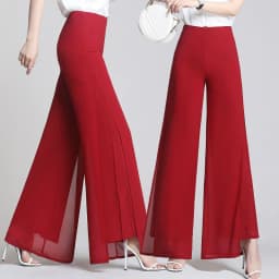Double Layer Chiffon Wide Leg Pants Female Side Split Thin Pants 2026 New Spring Summer High Waist Trousers Ladies Casual pants