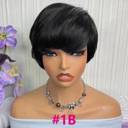 Pixie Cut Wigs For Women Human Hair Short Bob Wig With Bangs Layered Pixie Cut Wig 1B/27 Brazilian Human Hair Full Machine Made