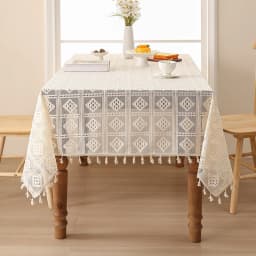 Luxury Crochet Diamond Solid Tablecloth Hollow Non-Slip Lace Table Cover for Wedding Banquet American Wear-Resistant Home Decor