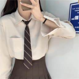 Brown retro tie women's fruit green coffee handmade casual shirt candy colored trendy versatile tie