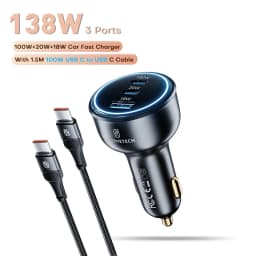 138W Car Charger Fast USB Type C Car Phone Charge 100W 65W 45W 35W PD3.0 PPS For iPhone 14 15 Samsung Laptops Tabet Car Adapter