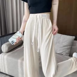 High Waist Wide Leg Pants Women's Summer Thin Ice Silk Drapey Straight Loose Slimming Cool Casual Trousers Korean Style