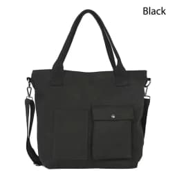 New Canvas Memorial Black Handbag Large Capacity Black Shoulder Bag Tote Bag Women's