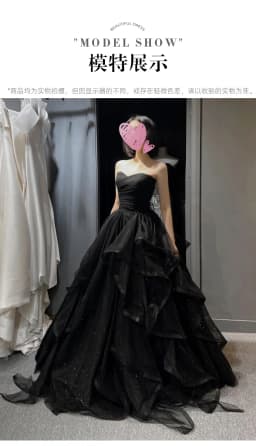 Temperament Black Elegant Wedding Party Dresses Strapless Tiered Draped Graduate Robe 2025 New Ball Gown Formal Dress Quinceaner