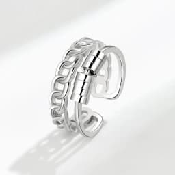Vintage Round Beads Rotating Anti Stress Ring For Women Twisted Fidget Metal Spinner Anxiety Relief Spinning Ring Bague Femme