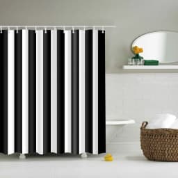 Nordic Style Geometric Stripe Wave Shower Curtains Frabic Waterproof Polyester Bathroom Curtain With Hooks
