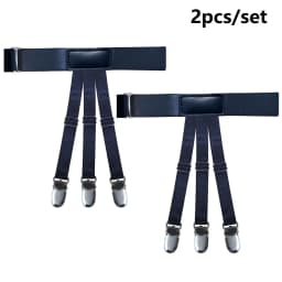Men Shirt Stays Garters Belt With Locking Clamps,Adjustable Elastic Shirt Tuckers Garters,Shirt Holder,Leg Thigh Suspender Strap