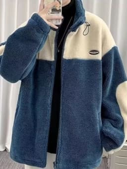 Men's Fleece Jacket Lamb Fur Cotton Clothes Warm Thickened Autumn Winter Outerwear Casual Style Standard Fit Zipper Closure