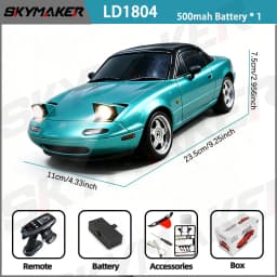 LDRC Upgraded LD1804 1:18 MX-5 RWD RC Drift Car Gyro Stabilization LED Headlight Funny Tongue 2.4G Remote Control Toy Car Gift